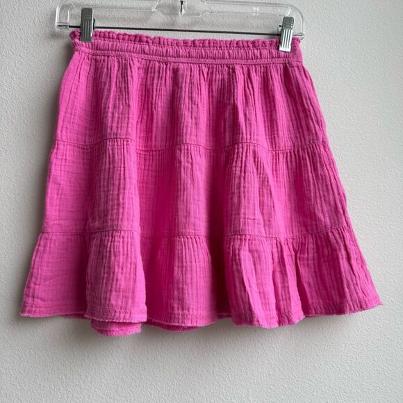 Aerie Bundle Pool To Party Ruffle Tiered Mini Skirt Flirty Pink Black Size XS /S - Picture 7 of 8